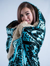 Teal Mandala Hooded Blanket