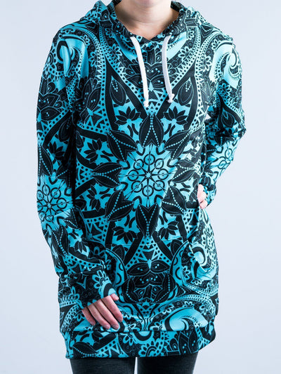 Teal Mandala Hooded Dress