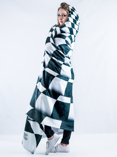 Trippy Checkers Hooded Blanket