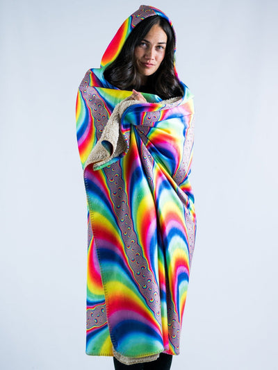 Trippy Spiral Hooded Blanket