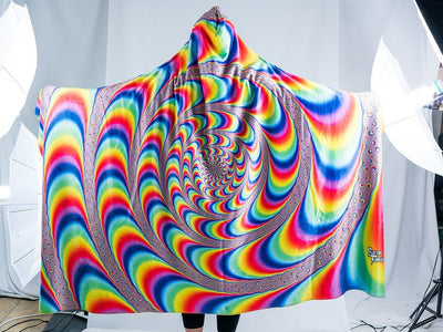 Trippy Spiral Hooded Blanket