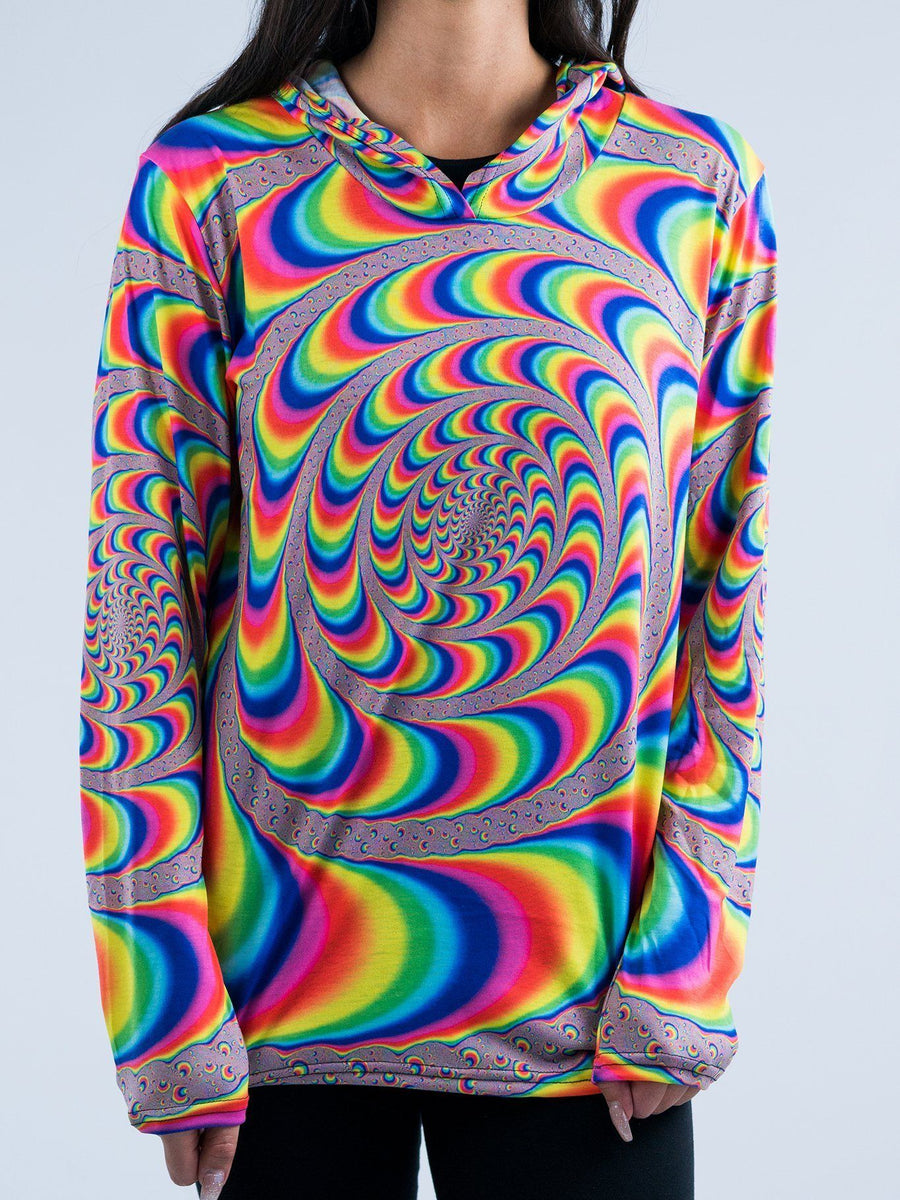 Trippy Spiral Unisex Hooded Long Sleeve Shirt