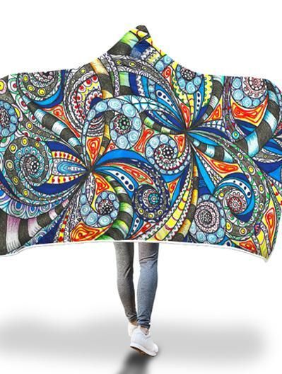 Twisted Fractal Hooded Blanket