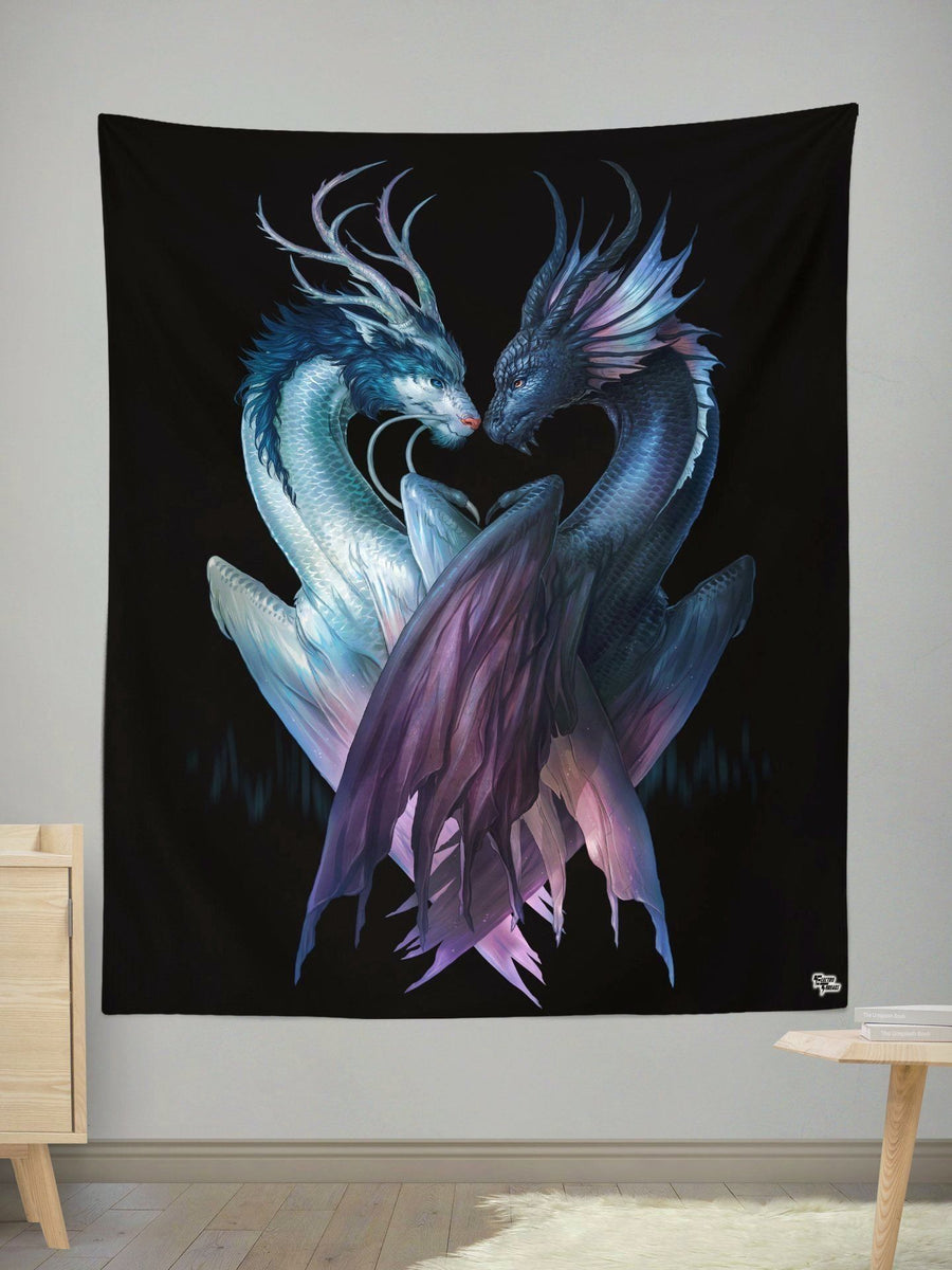 Yin Yang Dragons Wall Tapestry